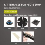 Kit terrasse sur plots sans revtement 50m - finition blanc perle - 50 / 80 mm - jouplast