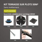 Jouplast ? kit terrasse sur plots r�glables 50m� ? finition gris aluminium ? 168 plots autonivelants ...