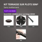 Jouplast - kit terrasse sur plots sans revtement 50m - finition gris anthracite - 20 / 30 mm