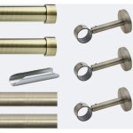Boulet - kit de tringle  rideaux bronze 300cm diam. 28mm embout capuchon - fixation mur