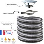 Edilinox - kit tubage flexible double peau inox diamtre 130 + collier + chapeau longueur du conduit ...