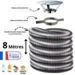 Edilinox - kit tubage flexible double peau inox diamètre 180 + collier + chapeau longueur du conduit ... Edilinox - kit tubage flexible double peau inox diamètre 180 + collier + chapeau longueur du conduit ...