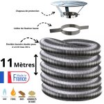 Edilinox - kit tubage flexible double peau inox diamètre 200 + collier + chapeau longueur du conduit ... Edilinox - kit tubage flexible double peau inox diamètre 200 + collier + chapeau longueur du conduit ...