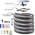 Edilinox - kit tubage flexible double peau inox diamtre 80 + collier + chapeau longueur du conduit 1 ...
