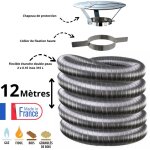 Edilinox - kit tubage flexible double peau inox diamtre 80 + collier + chapeau longueur du conduit 12 ...