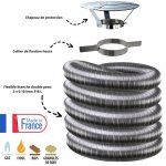 Kit tubage flexible double peau inox diamtre 80 + collier + chapeau edilinox longueur du conduit 2 mtres ...