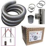 Kit tuyau en acier inoxydable 316 flexible 3 mt diamètre 80 mm intérieur lisse à la norme ce en 1856 ... Kit tuyau en acier inoxydable 316 flexible 3 mt diamètre 80 mm intérieur lisse à la norme ce en 1856 ...