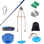 Mophorn - kit de tyrolienne de 52 pieds pour enfants et adultes, capacit jusqu' 500 lb, ensemble de ...