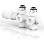 Kit vanne thermostatique multibloc pour radiateur, finition blanc, compatible tuyaux 15 mm et 16 mm - ...