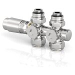 Kit vanne thermostatique multibloc pour radiateur, finition chrom�e, compatible tuyaux 15 mm et 16 mm ...