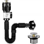 Kit de vidange d'�vier, siphon d'�vier avec tuyau de vidange flexible t�lescopique et bouchon d'�vier ...