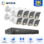 Kit de vidosurveillance exterieure 8ch nvr 8camras intelligente double lumire vision nocturne, audio ...