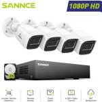 Kit de vid�osurveillance filaire 1080p 8 canaux 4 cam�ras bullet 2mp, vision nocturne acc�s � distance ...