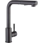 Kitchen faucet with black shower, kitchen faucet with pull - out shower, kitchen faucet made of brushed ...