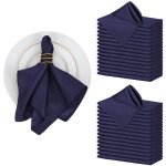 Kitchen serviettes de table en tissu [30 pack, bleu fonc] 43x43cm, mlang lavable et rutilisable pour ...