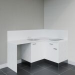 Kitchenette d'angle ka01l - pt avec plan de travail et vier faade blanc - plan blanc - evier
