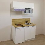 Kitchenette blanche 120cm + plaque de cuisson + refrigerateur + hotte + micro - ondes + evier + mitigeur ... Kitchenette blanche 120cm + plaque de cuisson + refrigerateur + hotte + micro - ondes + evier + mitigeur ...