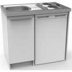 Moderna - kitchenette boreale 100 cm avec frigo, vier 18 / 10 et 2 plaques