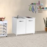 Kitchenette avec vier et plaque de cuisson vitrocramique 2 portes couleur mlze blanc 80x60x85h cm ...