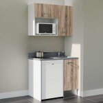 Kitchenette k00l - 100 cm - plan monobloc �vier int�gr� cromo - �vier � droite - fa�ades bois + electrom�nager ...