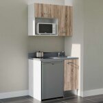 Kitchenette k00l - 100 cm - plan monobloc �vier int�gr� cromo - �vier � droite - fa�ades bois + electrom�nager ...
