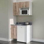 Kitchenette k00l - 100 cm - plan monobloc vier intgr cromo - vier  gauche - faades bois + electromnager ...