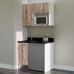 Kitchenette k00l - 100 cm - plan monobloc vier intgr nero - vier  gauche - faades bois + electromnager ...
