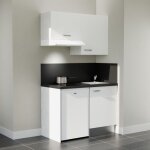 Kitchenette k01l - pt - 120 cm avec plan de travail et �vier, emplacements frigo et hotte - fa�ade blanc ...