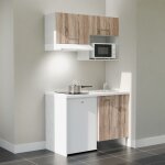 Cuisibane - kitchenette k02l - pt - 120 cm - plan stratifié, évier inox, - façade bois - plan blanc - ... Cuisibane - kitchenette k02l - pt - 120 cm - plan stratifié, évier inox, - façade bois - plan blanc - ...