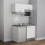 Kitchenette k02l - pt - 120 cm avec plan de travail et vier - emplacements frigo, hotte et micro - ondes ...
