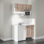 Kitchenette k02l - pt - 120 cm avec plan de travail et vier - faade bois - plan blanc - crdences oui ...