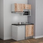 Kitchenette k02l - pt - 120 cm avec plan de travail et vier - emplacements frigo, hotte et micro - ondes ...