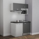 Kitchenette k02l - pt - 120 cm avec plan de travail et vier - emplacements frigo, hotte et micro - ondes ...