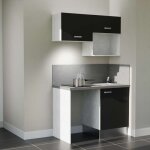 Kitchenette k02l - pt - 120 cm avec plan de travail et vier - emplacements frigo, hotte et micro - ondes ...