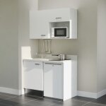 Kitchenette k07l - 120 cm - plan monobloc vier intgr snova - vier  gauche - faades blanc + electromnage ...