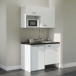 Kitchenette k07l - pt - 120 cm - plan stratifié, évier inox, - façade blanc - plan noir texturé - evier ... Kitchenette k07l - pt - 120 cm - plan stratifié, évier inox, - façade blanc - plan noir texturé - evier ...