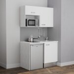 Kitchenette k07l - pt - 120 cm avec plan de travail et évier - façade blanc - plan blanc - crédences ... Kitchenette k07l - pt - 120 cm avec plan de travail et évier - façade blanc - plan blanc - crédences ...