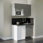 Kitchenette k07l - pt - 120 cm avec plan de travail et évier, emplacements frigo et micro - ondes - façade ... Kitchenette k07l - pt - 120 cm avec plan de travail et évier, emplacements frigo et micro - ondes - façade ...
