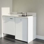 Kitchenette k08l - 120 cm - plan monobloc évier intégré snova - évier à gauche - façades blanc + electroménage ... Kitchenette k08l - 120 cm - plan monobloc évier intégré snova - évier à gauche - façades blanc + electroménage ...