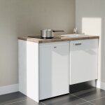 Kitchenette k08l - pt - 120 cm - plan stratifi, vier inox, - faade blanc - plan bois - evier inox ...