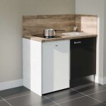 Kitchenette k08l - pt - 120 cm - plan stratifi�, �vier inox, - fa�ade noir - plan bois - evier inox - ...