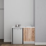Cuisibane - kitchenette k08l - pt - 120 cm avec plan de travail et vier - faade bois - plan blanc - ...
