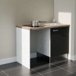 Kitchenette k08l - pt - 120 cm avec plan de travail et �vier - emplacement frigo - fa�ade noir - plan ...