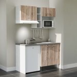 Kitchenette k13l - pt - 140 cm avec plan de travail et évier - façade bois - plan gris - evier inox - ... Kitchenette k13l - pt - 140 cm avec plan de travail et évier - façade bois - plan gris - evier inox - ...