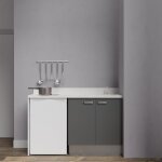 Kitchenette k17l - 140 cm avec plan monobloc et emplacement frigo top - gris - snova - �vier � droite ...