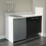 Kitchenette k17l - 140 cm - plan monobloc vier intgr snova - vier  droite - faades noir + electromnager ...