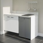 Kitchenette k17l - 140 cm - plan monobloc vier intgr snova - vier  gauche - faades blanc + electromnage ...
