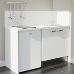 Kitchenette k17l - pt - 140 cm - plan stratifi, vier inox, - faade blanc - plan blanc - crdences ...