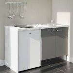 Kitchenette k17l - pt - 140 cm - plan stratifi�, �vier inox, - fa�ade gris - plan blanc - cr�dences non ...