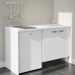 Cuisibane - kitchenette k17l - pt - 140 cm avec plan de travail et évier - façade blanc - plan blanc ... Cuisibane - kitchenette k17l - pt - 140 cm avec plan de travail et évier - façade blanc - plan blanc ...